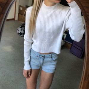 White mock neck sweater